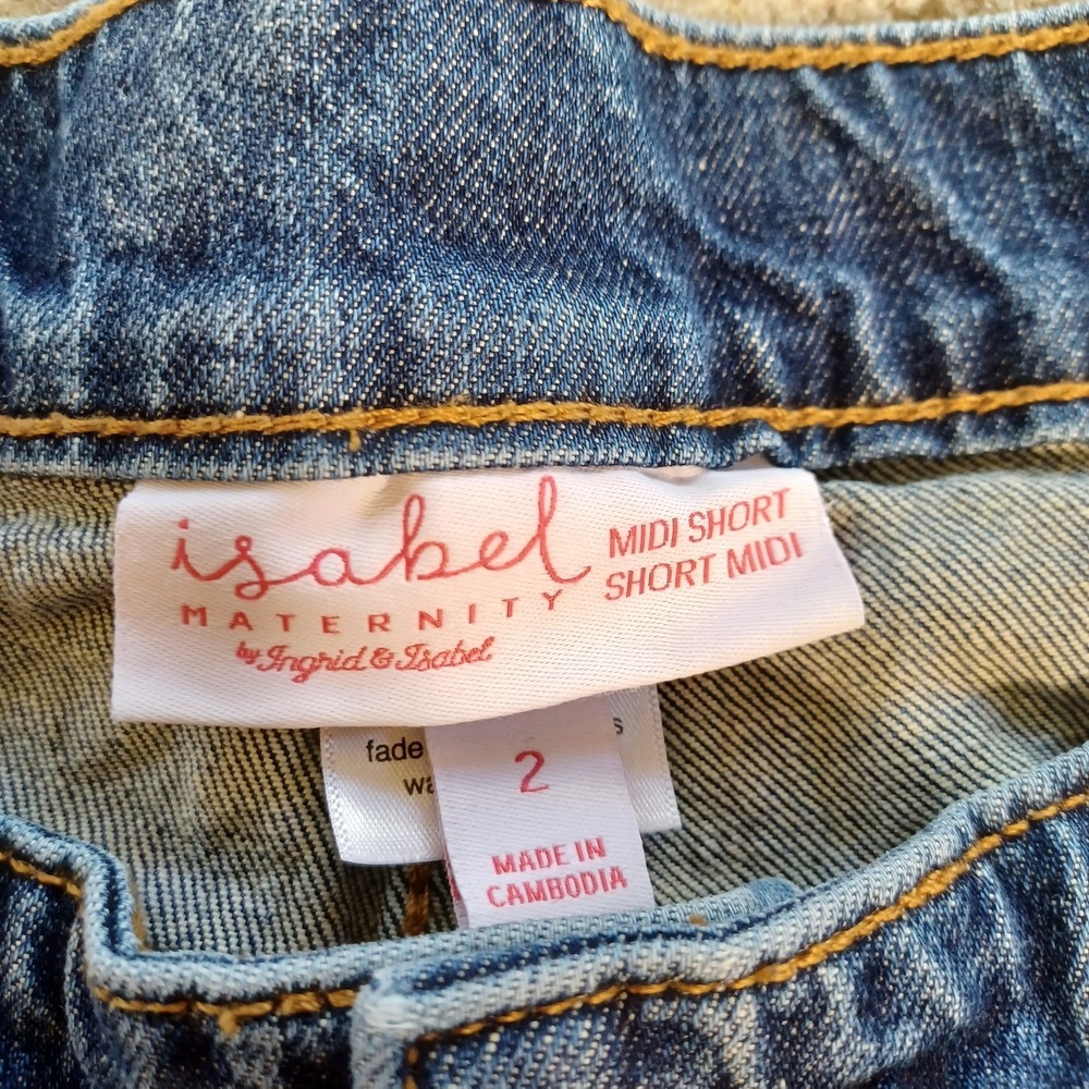Ingrid & Isabel Maternity Midi Short Stretch Elastic Side Panel Pull On Shorts 2 - Picture 6 of 6